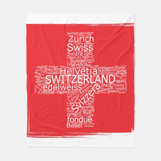 Schweiz Flaggen Word Cloud Vintag Fleecedecke (Vorderseite)