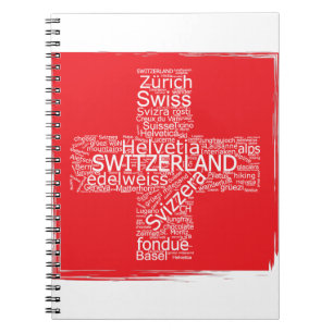 Schweiz Flaggen Word Cloud Vintag Notizblock