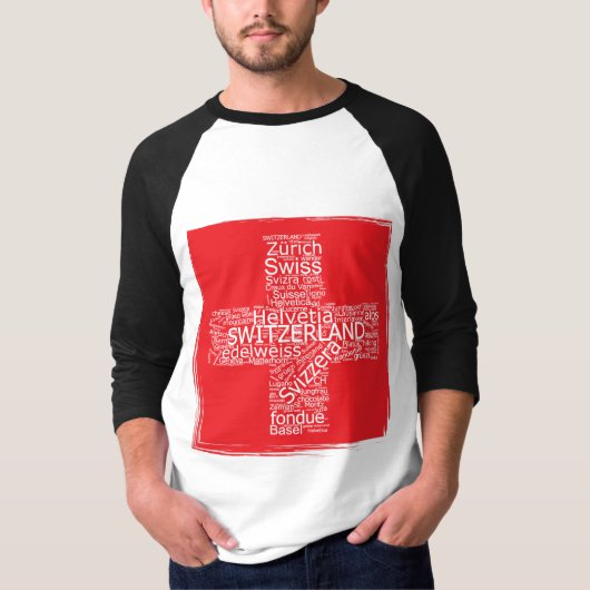 Schweiz Flaggen Word Cloud Vintag T-Shirt (Vorderseite)