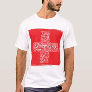 Schweiz Flaggen Word Cloud Vintag T-Shirt