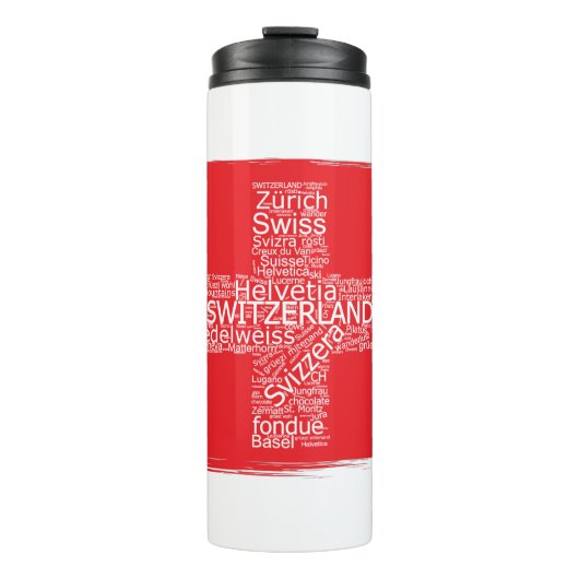Schweiz Flaggen Word Cloud Vintag Thermosbecher (Vorderseite)