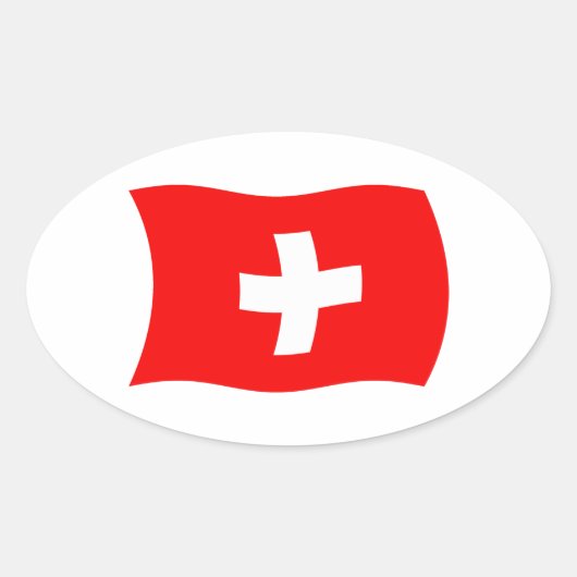 Schweiz Flaggenaufkleber Ovaler Aufkleber (Vorderseite)