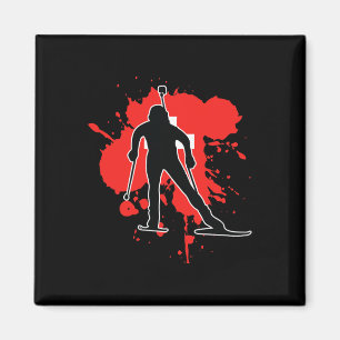 Schweiz Flaggenbiathlonist - Biathlon Schweiz Magnet