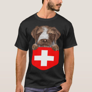 Schweiz Flaggendeutsches Drahthaar-Zeiger-Hund in T-Shirt