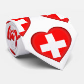 Schweiz Flaggenfarben Herzmuster Neck Tie Krawatte (Gerollt)