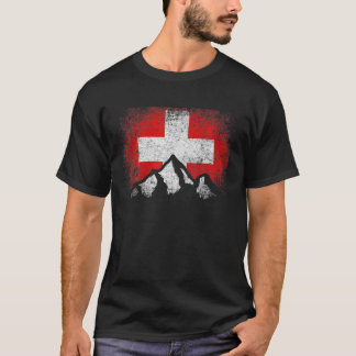 Schweiz Flaggengebirge Skiwintergeschenk Co T-Shirt