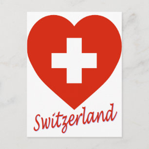 Schweiz Flaggenherz Postkarte