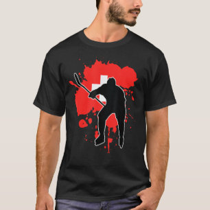 Schweiz Flaggenhockey Spieler Schweiz Eishockey T-Shirt