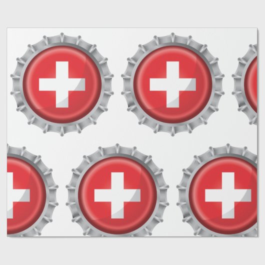 Schweiz Flaggenkappe Geschenkpapier (Flach)