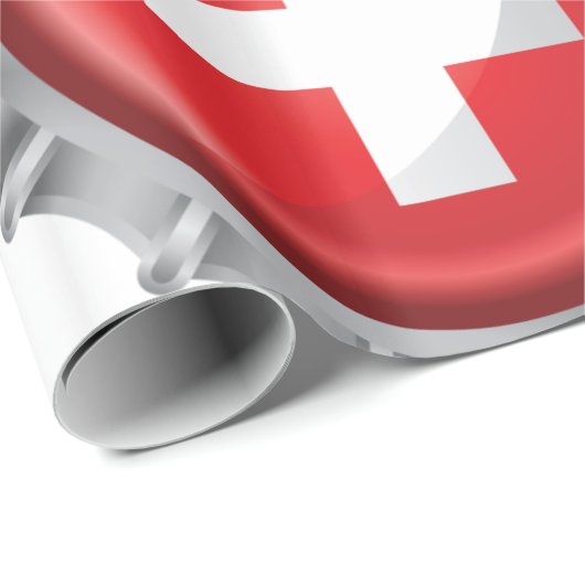 Schweiz Flaggenkappe Geschenkpapier (Rolleneckpunkt)