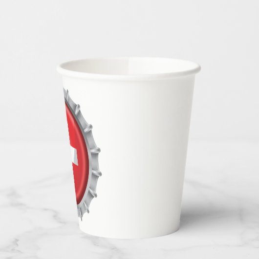 Schweiz Flaggenkappe Pappbecher (Links)