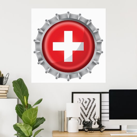 Schweiz Flaggenkappe Poster (Heimbüro)