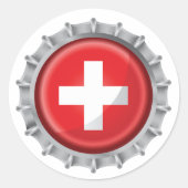 Schweiz Flaggenkappe Runder Aufkleber (Vorderseite)