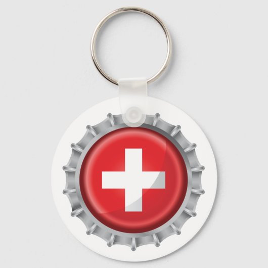 Schweiz Flaggenkappe Schlüsselanhänger (Rückseite)