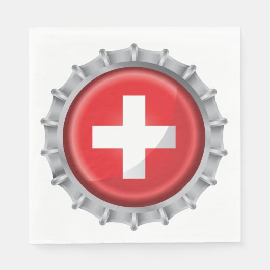 Schweiz Flaggenkappe Serviette (Vorderseite)