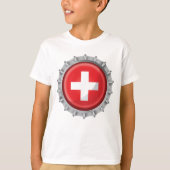 Schweiz Flaggenkappe T-Shirt (Vorderseite)