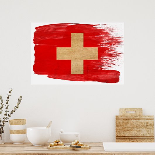 Schweiz Flaggenposter Poster (Küche)