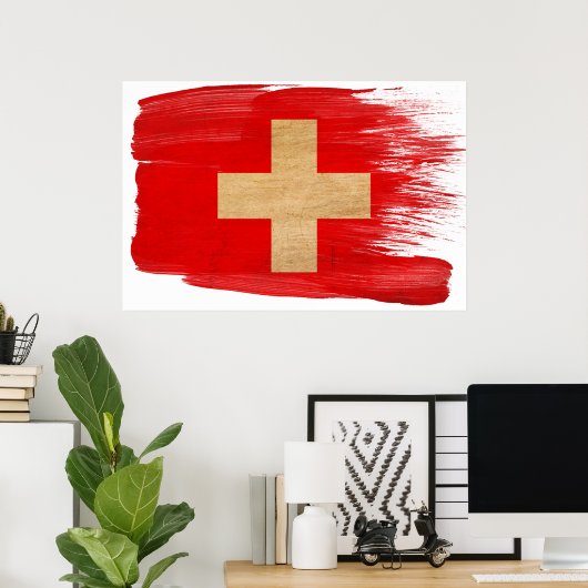 Schweiz Flaggenposter Poster (Heimbüro)