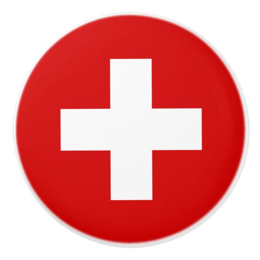 Schweiz - Flaggenqualität Keramikknauf (Vorderseite)