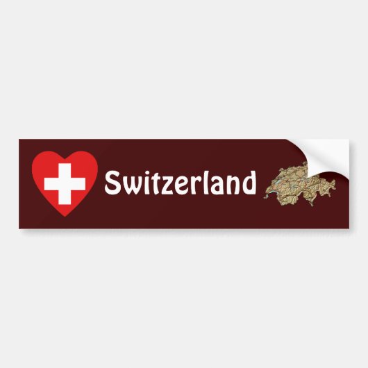 Schweiz Flaggenschwerpunkt + Karte Autoaufkleber (Vorne)
