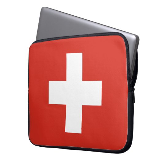 Schweiz-Flaggentelefone Laptopschutzhülle (Vorderseite Links)