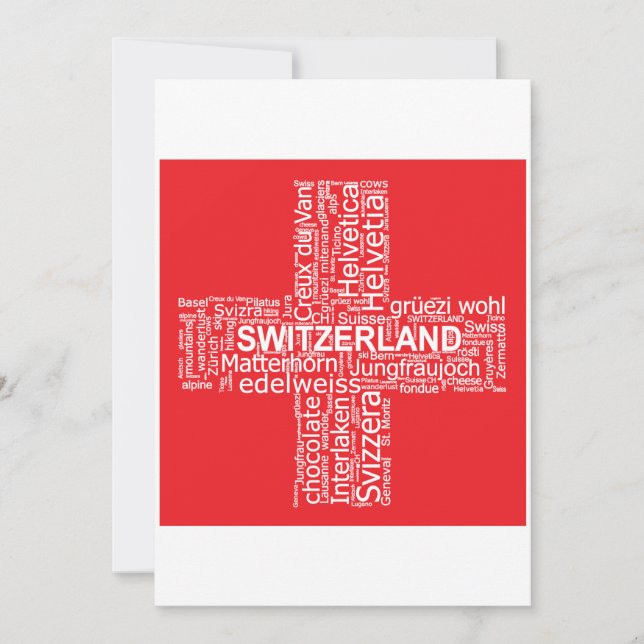 Schweiz Flaggenwortwolke (Vorderseite)