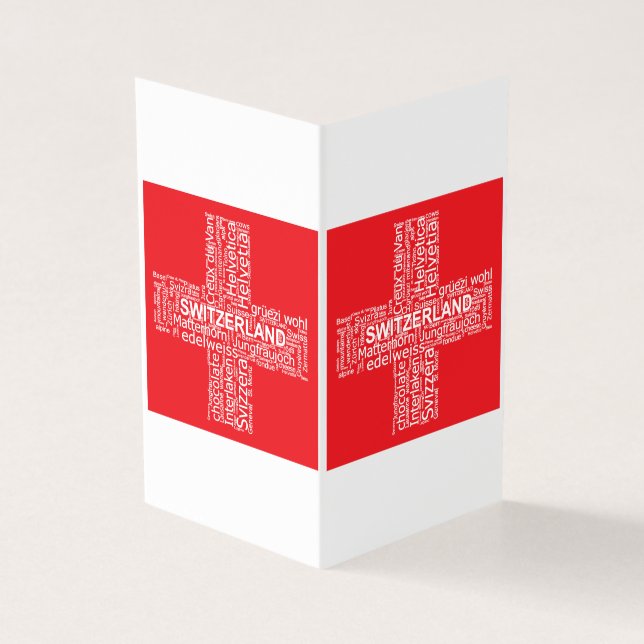 Schweiz Flaggenwortwolke (Vorderseite)