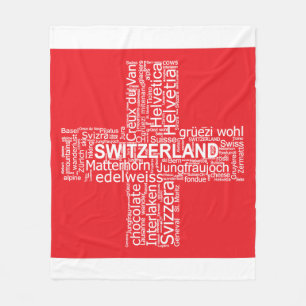 Schweiz Flaggenwortwolke Fleecedecke