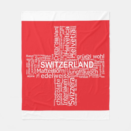 Schweiz Flaggenwortwolke Fleecedecke (Vorderseite)