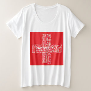 Schweiz Flaggenwortwolke Große Größe T-Shirt