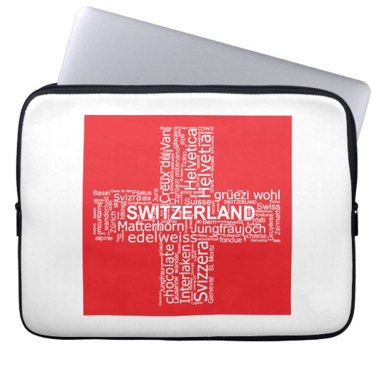 Schweiz Flaggenwortwolke Laptopschutzhülle (Vorderseite)