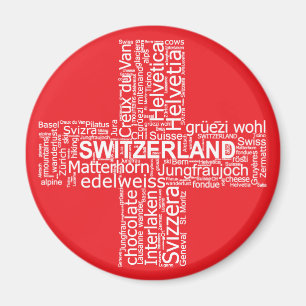 Schweiz Flaggenwortwolke Magnet