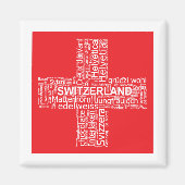 Schweiz Flaggenwortwolke Magnet (Vorne)