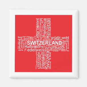 Schweiz Flaggenwortwolke Magnet