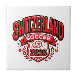 Schweiz Fußball 2026 Fußball Fett Land Typogr Fliese