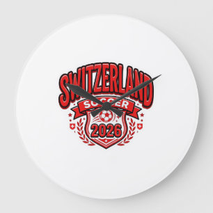 Schweiz Fußball 2026 Fußball Fett Land Typogr Große Wanduhr