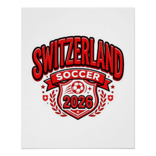 Schweiz Fußball 2026 Fußball Fett Land Typogr Poster