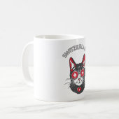 Schweiz Fußball Cat Mascot Schweizer Fahne Kaffeetasse (Vorderseite Links)