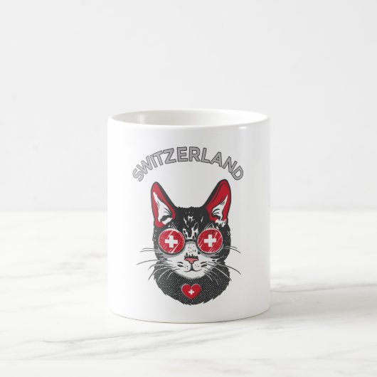 Schweiz Fußball Cat Mascot Schweizer Fahne Kaffeetasse (Mittel)