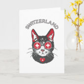 Schweiz Fußball Cat Mascot Schweizer Fahne Karte (Gelbe Blume)