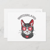 Schweiz Fußball Cat Mascot Schweizer Fahne Postkarte (Vorne/Hinten)