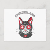 Schweiz Fußball Cat Mascot Schweizer Fahne Postkarte (Vorderseite)