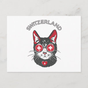 Schweiz Fußball Cat Mascot Schweizer Fahne Postkarte