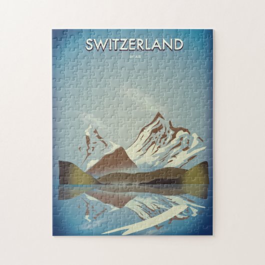 Schweiz Gebirge Reiseplakat Puzzle (Vertikal)