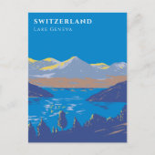 Schweiz Genfersee Vintage Kunst Deko Reise Postkarte (Vorderseite)