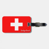Schweiz Gepäckmarken, patriotische Schweizer Flagg Gepäckanhänger (Rückseite horizontal)