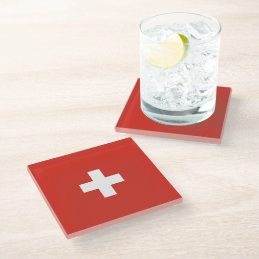 Schweiz Glasuntersetzer (Schrägansicht)