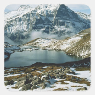 Schweiz, Grindelwald, Berner Alpen, Sicht Quadratischer Aufkleber