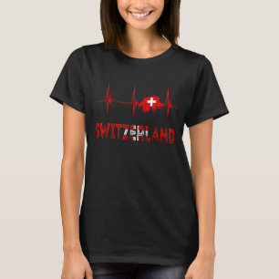 Schweiz Heartbeat EKG Puls Schweiz Schweizer Flagg T-Shirt