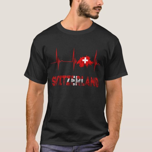 Schweiz Heartbeat EKG Puls Schweiz Schweizer Flagg T-Shirt (Vorderseite)
